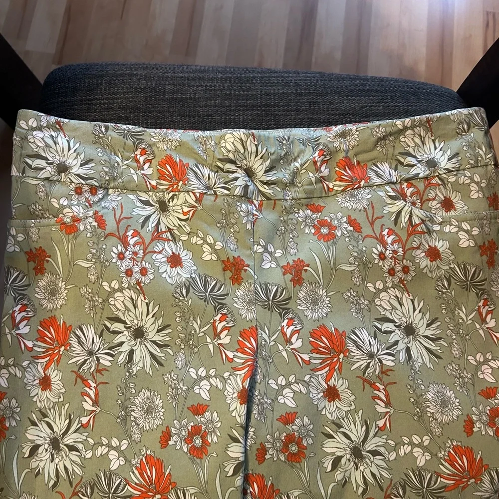 Floral Green and Orange Pants - Picture 2 of 4